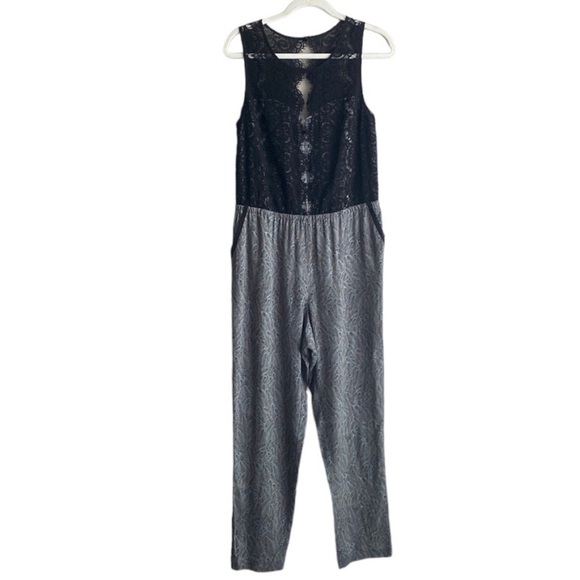 Anthropologie Elevenses Black Eyelash Lace Jumpsuit with Pockets size 10 - Picture 1 of 8